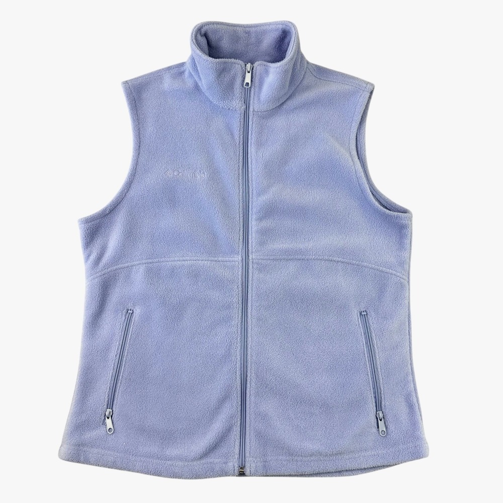 Columbia Benton Springs Fleece Vest Jacket Women L Purple Full Zip Lightweight